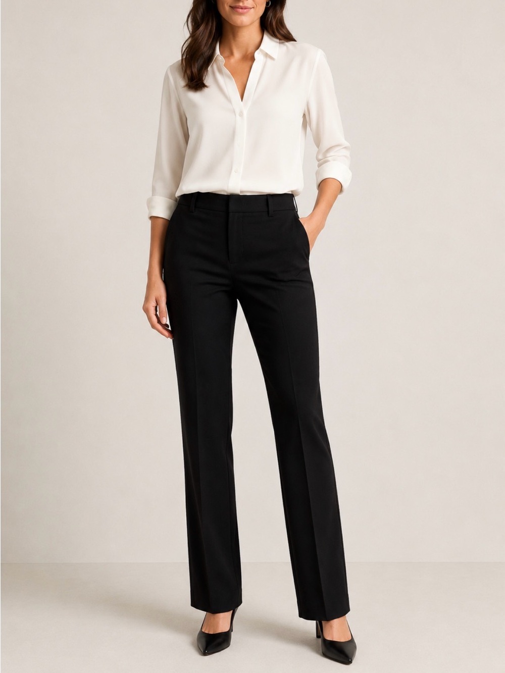 NWT Banana Republic Logan Black Tailored Wool blend Dress Pants 6